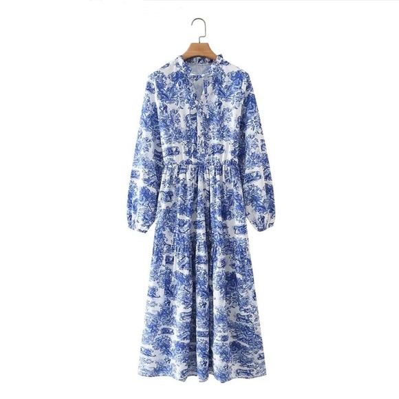 Zara Dresses & Skirts - Zara Vintage Blue Button Shirt Dress